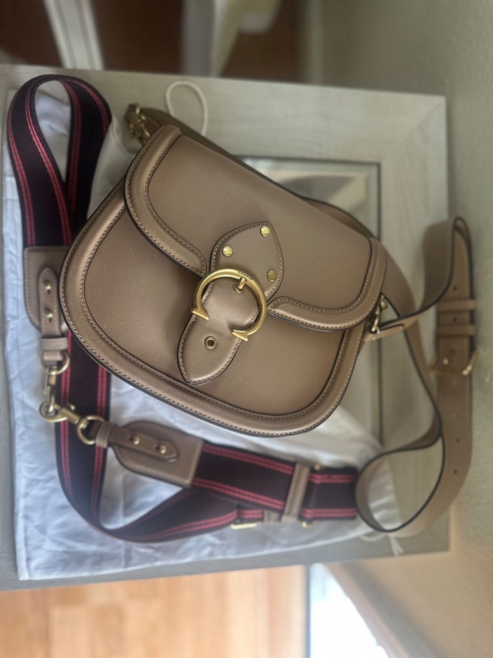 COACH Glovetanned Leather Beat Saddle Bag with Webbing (comes with two straps) - Picture 11 of 14